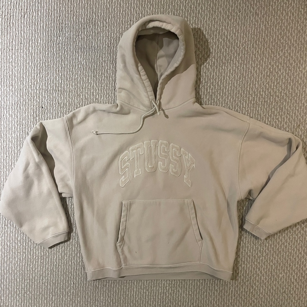 Stussy Men’s Heavy Cotton Poly Sweatshirt in Beige- Men’s XL Oversized